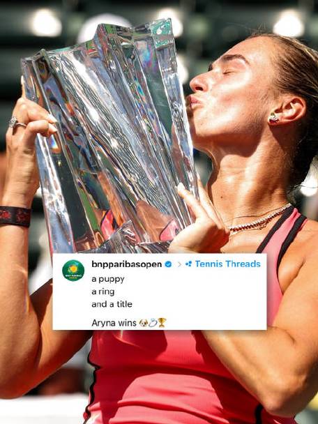 2-1！萨巴伦卡救赛点逆转莱巴 首夺印第安维尔斯冠军+生涯第23冠